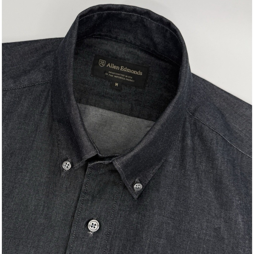 Allen Edmonds 1922 Button Down Shirt Mens Medium Dark Gray Cotton USA Made